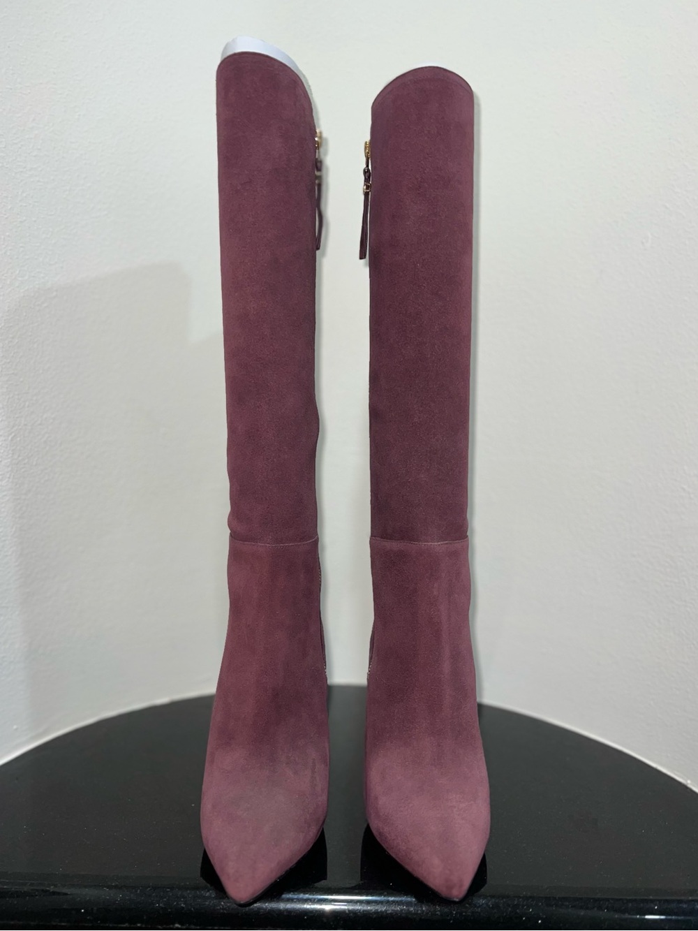 Michael Kors Burgundy Suede Knee-High Pointed Toe Boots